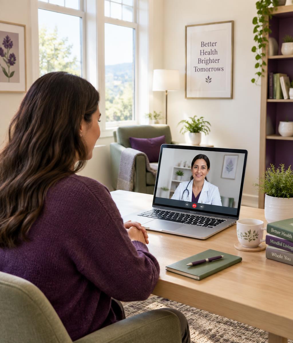 Bright modern telehealth consultation room
